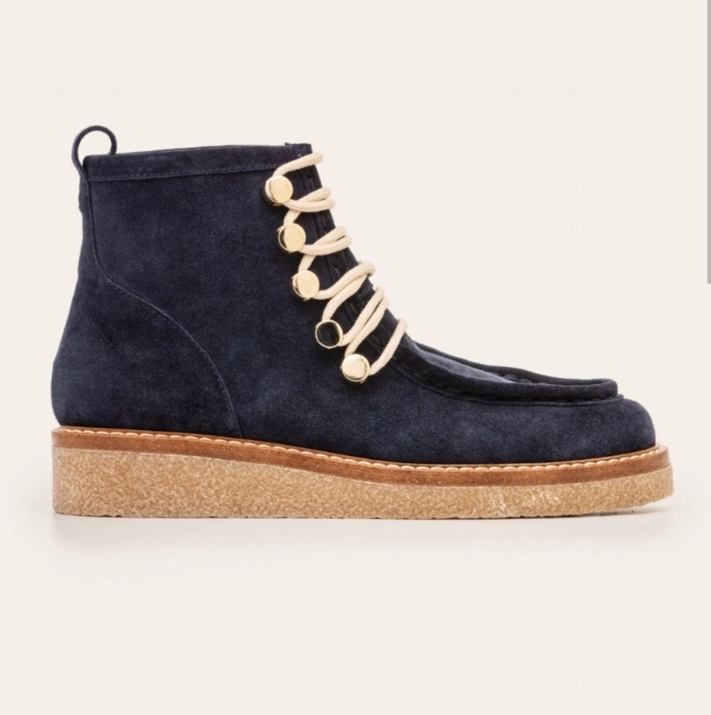 Boden Suede Gowrie Ankle Lace Up Boots Blue Size EU40 (9) Like New! - Picture 2 of 9